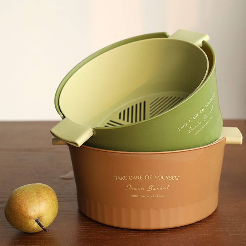 double-deck Trays Leach basket kitchen Vegetables Basket strawberry Washed Fruit plate Artifact a living room Storage basketsin the Tableware , Tableware , 沥水篮/漏水筛 category - from Buy2taobao.com to provide professional Taobao agent buy service