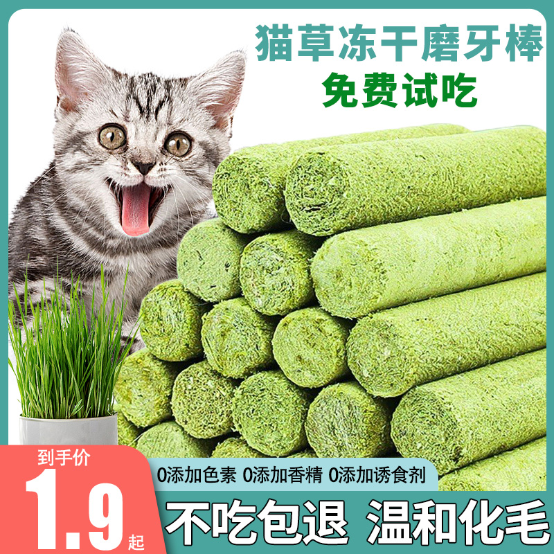 猫草棒磨牙棒冻干猫咪零食化毛球片排