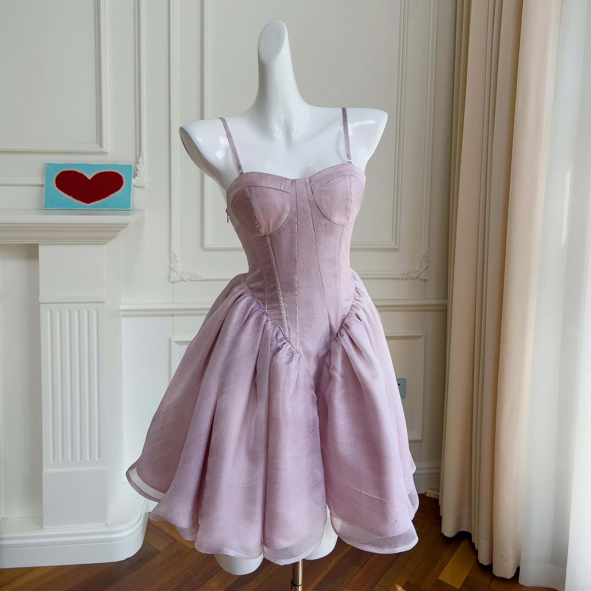 英国CanaryKiss衣阁里拉夏季新品晕染紫短款连衣裙搭配小开衫日常