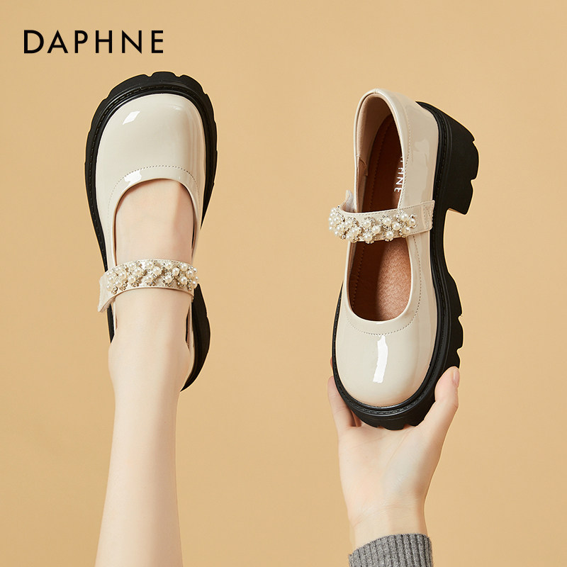 达芙妮玛丽珍鞋女鞋夏款法式复古单鞋夏季松糕鞋子厚底英伦小皮鞋