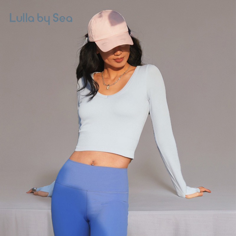 Lulla by Sea| Soft 健身长袖无缝速干修身V领瑜伽普拉提上衣T恤