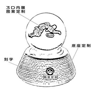 水晶球摆件3D内雕定制八音盒底座可旋转礼品发光夜灯女孩生日礼物