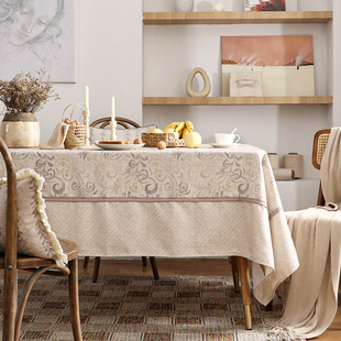 朴居桌布布艺棉麻轻奢高级感白色餐桌台布长方形茶几布防水桌垫