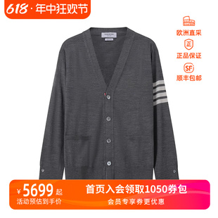 THOM BROWNE 男士薄款V领长袖羊毛衫开衫 MKC002A Y1014