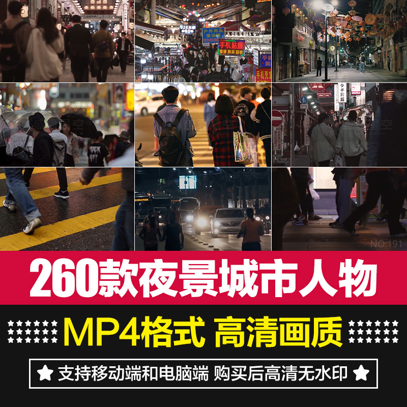 城市夜景人物街景车流人流行人穿梭路口夜市航拍高清短片视频素材