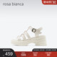 rosabianca2024年夏季新款7cm厚底增高真皮编织罗马凉鞋百搭女鞋