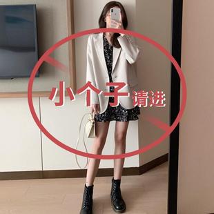 春装2024新款小个子炸街西装套装英伦风外套女韩版气质碎花连衣裙