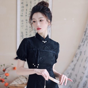 新中式改良旗袍2023夏季小个子短款150cm显高国潮甜酷风日常可穿