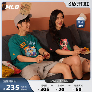 MLB官方 男女情侣LIKE系列漫画T恤时尚休闲短袖23夏季TSEC4