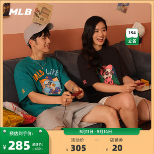 MLB官方 男女情侣LIKE系列漫画T恤时尚休闲短袖23新款TSEC4