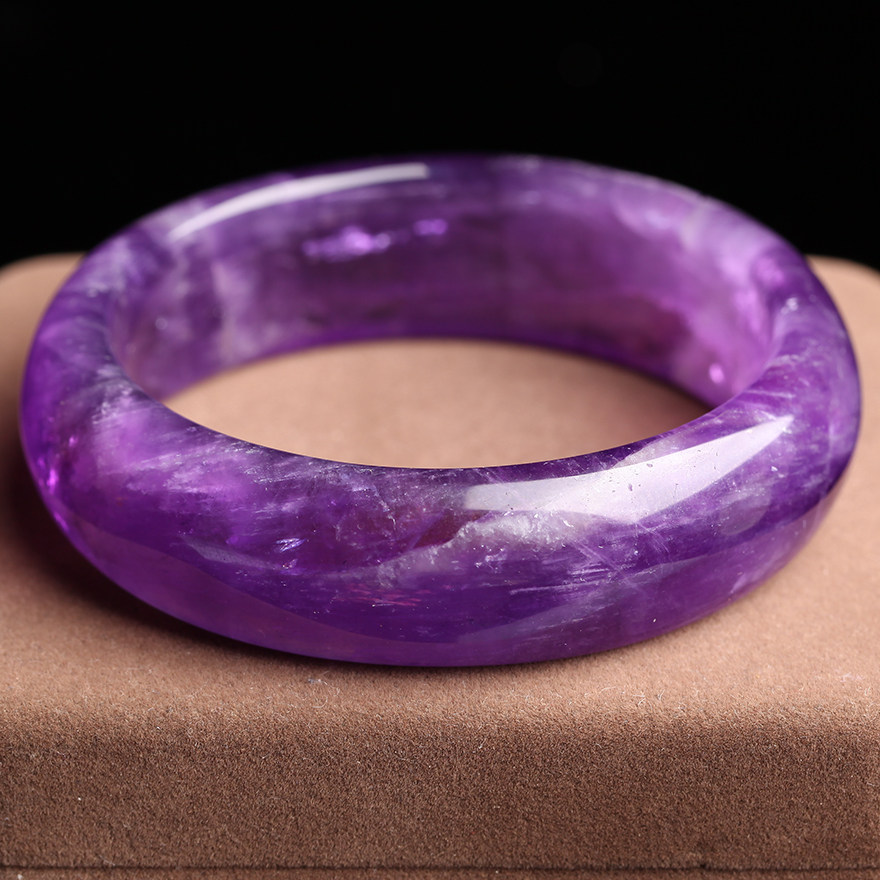收藏款 天然极品紫晶手镯 典雅高贵 湛紫 提升气质