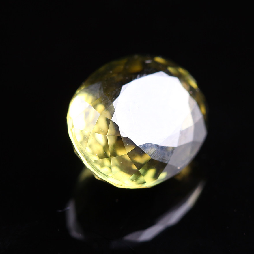 收藏款 天然极品黄绿色碧玺戒面 5.8克拉 完美切割 晶体纯净