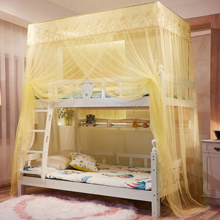 子母床蚊帐上下床一体高低双层床上下铺一体带支架1.2m1.5米家用
