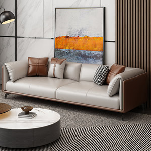 欧派意式轻奢真皮沙发客厅现代简约头层牛皮沙发大小户型直排极简
