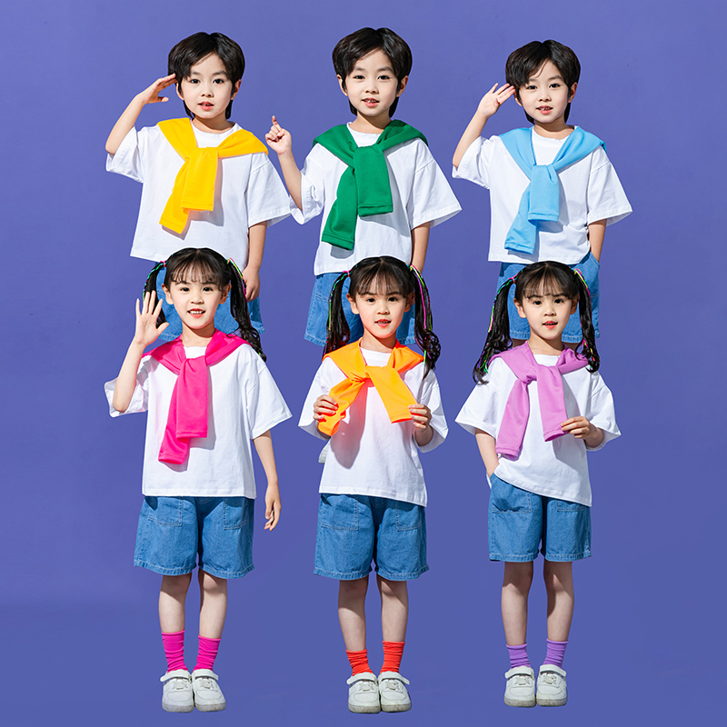 六一儿童节演出服装幼儿园毕业照糖果色披肩新款小学生啦啦队表演