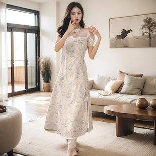 新中式蕾丝连衣裙子夏季2024年新款国风女装短袖复古气质改良旗袍