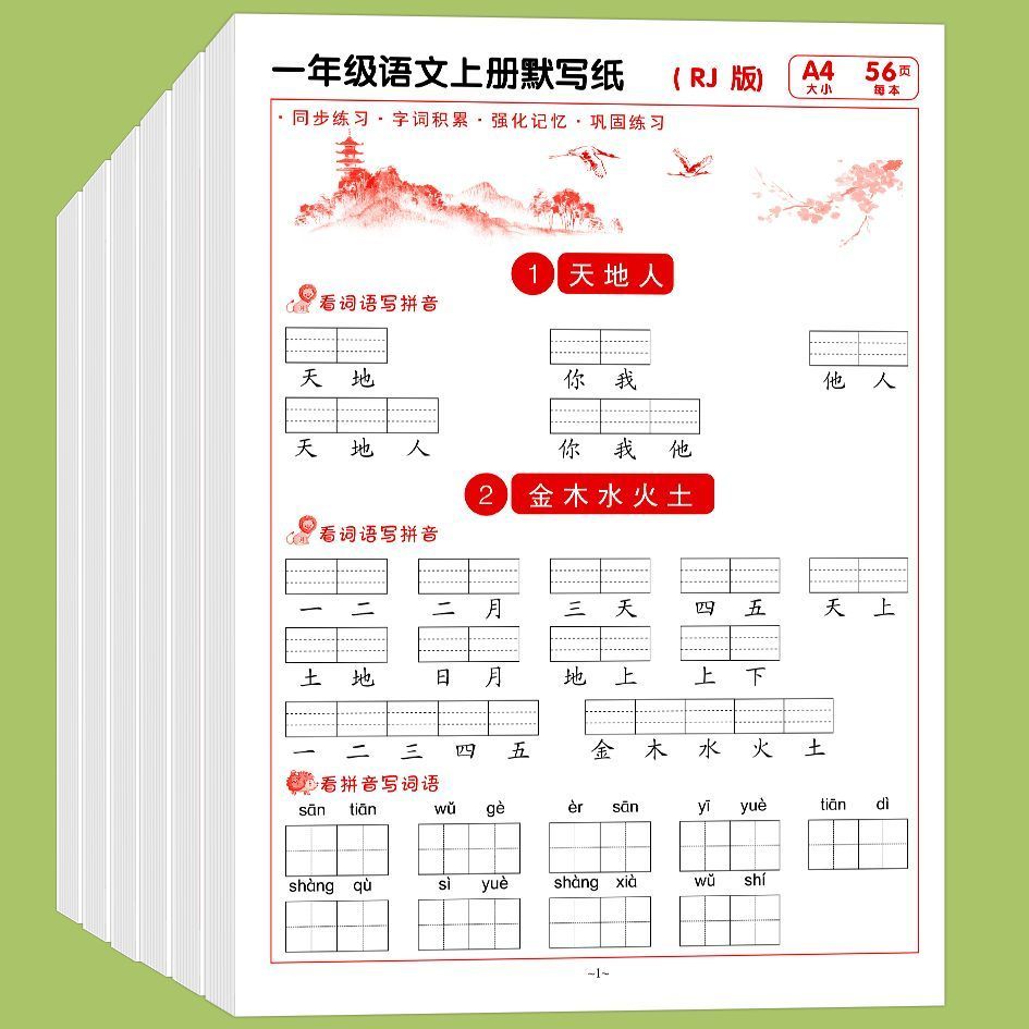 抖音同款小学一二三年级人教版同步默写纸上下生字词语训练练字帖