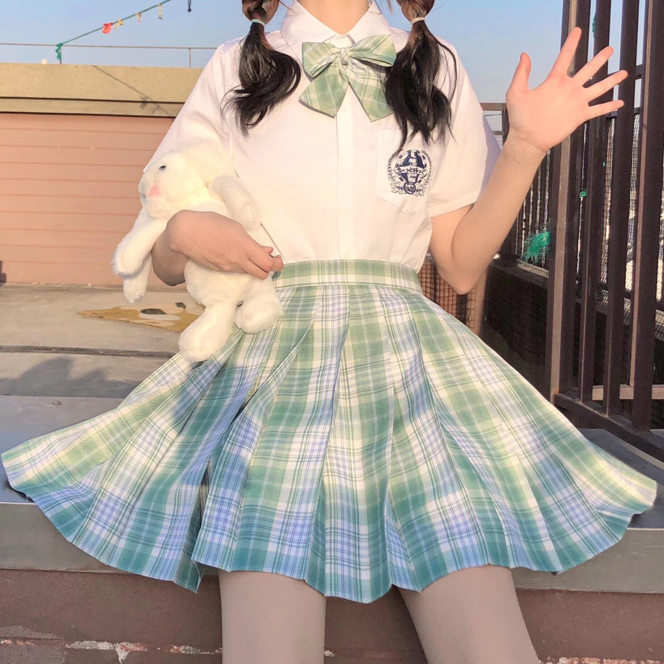 jk制服套装原创正版温柔一刀女格短裙百褶春夏款a字纯欲半身裙子