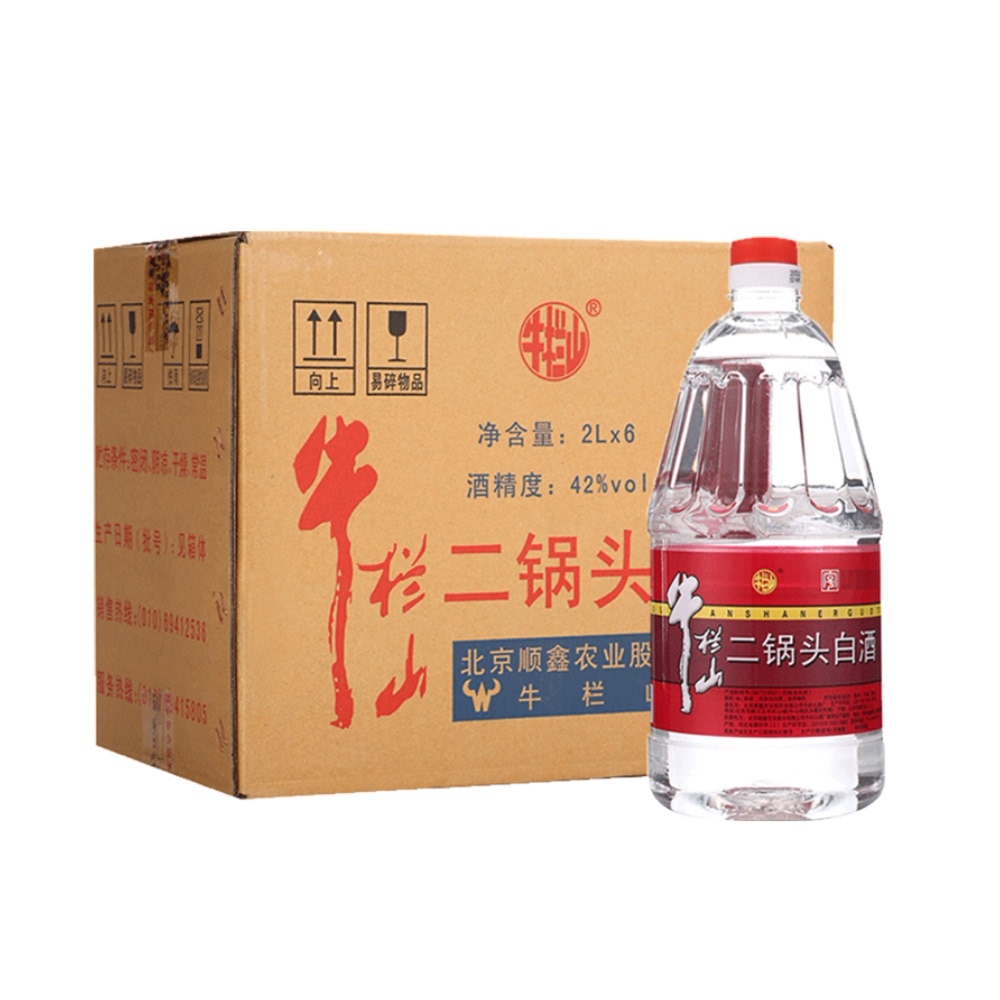 北京牛栏山二锅头牛桶42度清香风格桶装泡酒2000ml*6桶 白酒整箱