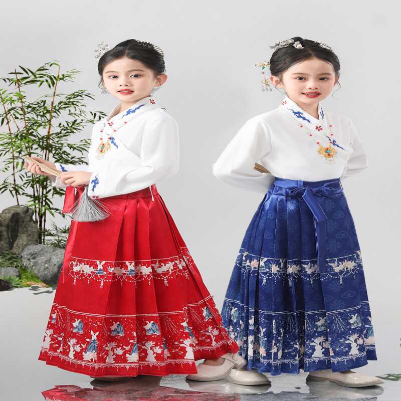 女童马面裙春款中大童中国风儿童古装汉服改良古风女孩唐装表演舞