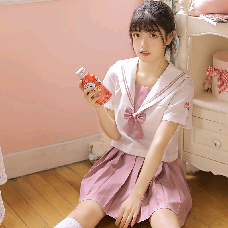 原创英伦风水手服正统短裙jk制裙日本长袖韩版校服学生校园服套装