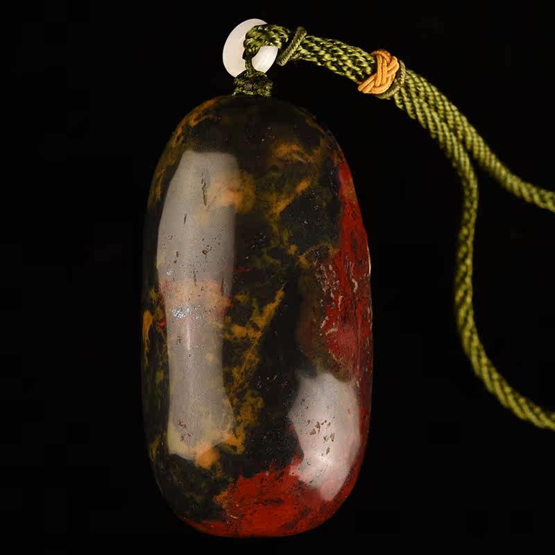 【桂林鸡血玉】金银满贯手把件