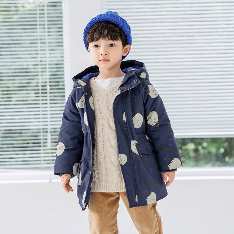 男童羽绒服中长款2021冬季新款宝宝羽绒服男宝1-3-6岁外套