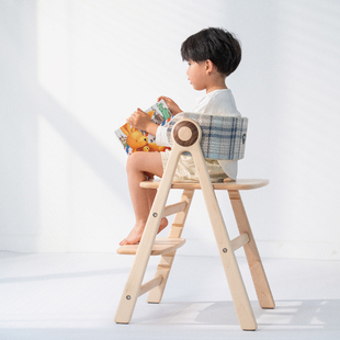 onfo儿童学习椅可调节实木座椅家用宝宝餐椅成长椅全年龄写字椅