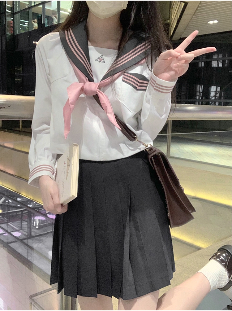 原创水手服jk制服套装日系正版学院风短袖春夏上衣基础款校服班服