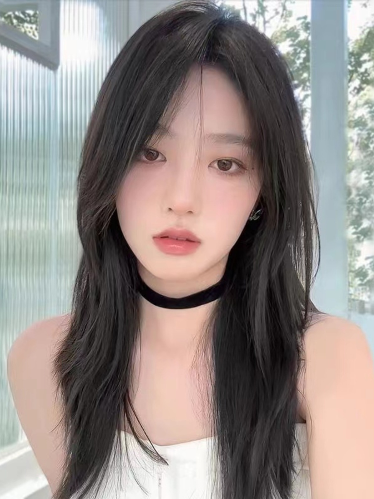 佐薇兰假发女黑棕色中长发锁骨发中分刘海自然蓬松短发修脸全头套