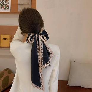 新品 韩式丝巾发带长条女蝴蝶结绑发高级感头绳长丝带法式飘带气