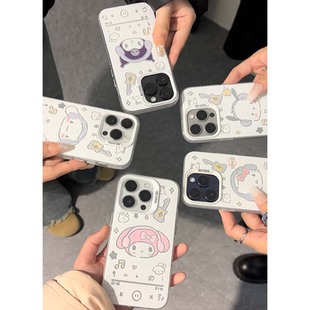 听歌耳机KT凯蒂猫三丽鸥适用iphone11苹果13/12手机壳新款14promax网红爆款xs男女xr防摔15PM全包华为mate60