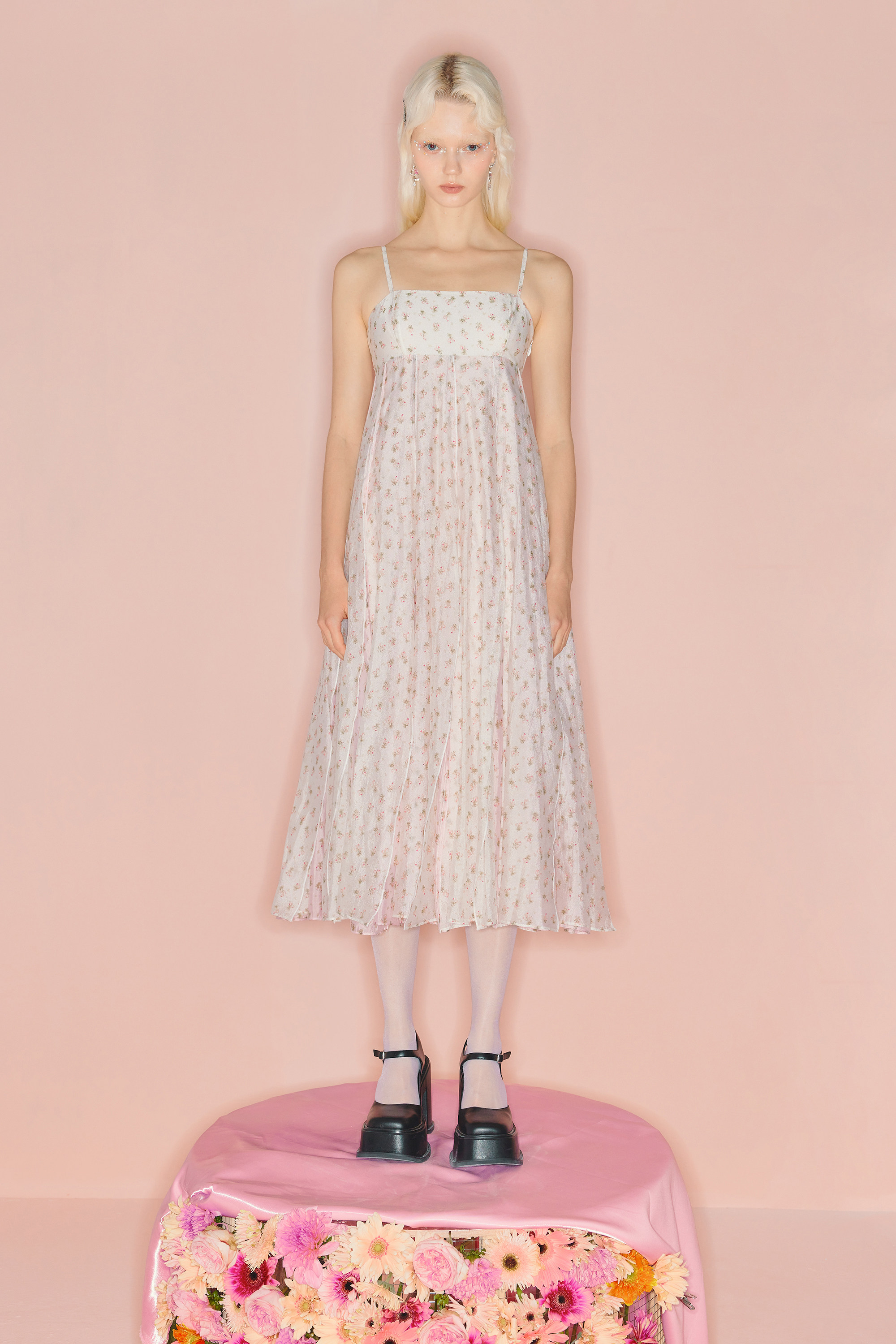 ester hsu小花吊带抹胸连衣裙