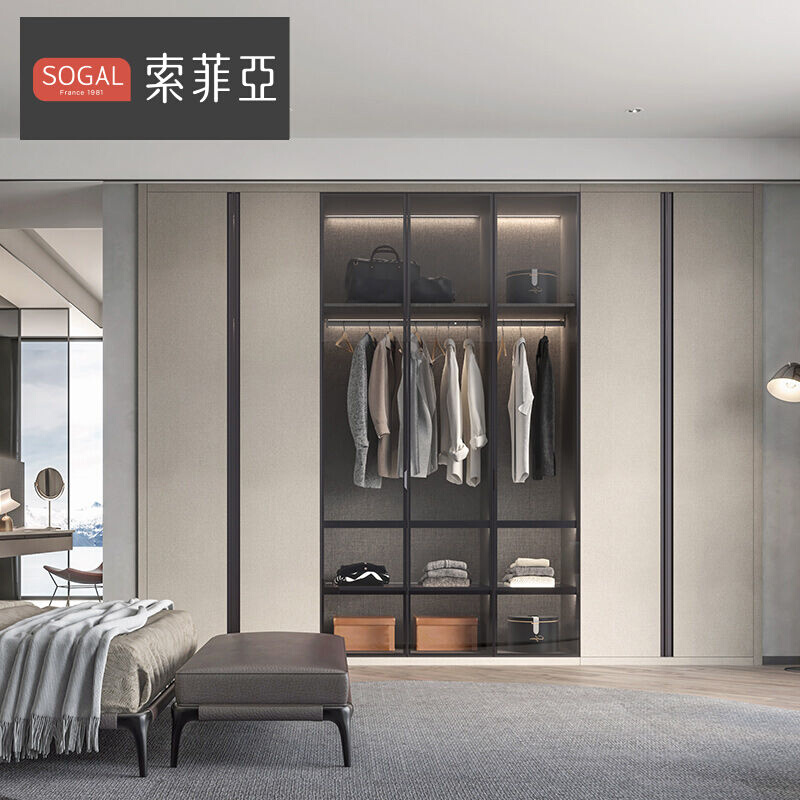 索菲亚全屋定制整体衣柜现代简约轻奢超高门卧室大衣柜收纳衣帽间