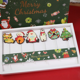 圣诞节包装礼盒糖霜饼干巧克力棒棒糖六孔手提礼品袋红绿开窗礼袋