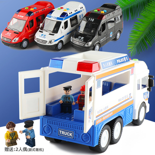 大号林达开门音乐警察公安车警车大卡车汽车模型儿童男孩子玩具车