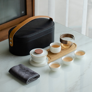 日式盖碗旅行茶具小套装便携包快客杯便携式户外茶具礼品定制logo