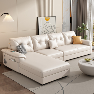 2023新款猫爪皮奶油风转角直排沙发极简家用客厅小户型皮艺沙发