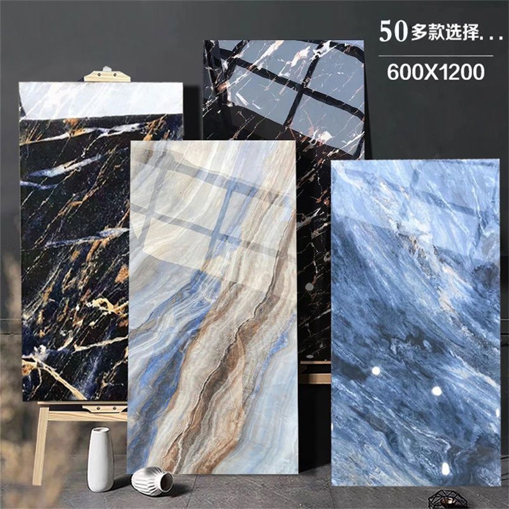 广东佛山奢石瓷砖750x1500亮光背景墙墙砖客厅连纹通体大理石地砖