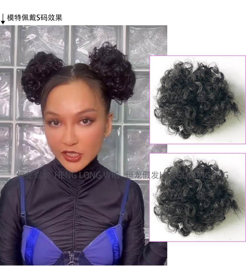 欧美假发hiphop嘻哈小卷蓬松玉米烫非洲黑人毛毛虫发包花苞丸子头