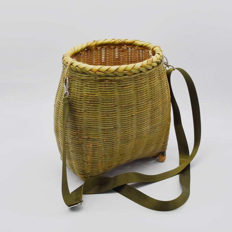 采茶叶篮子摘茶多功能蓝子采摘工具小竹筐竹篓采茶娄的斜挎专用