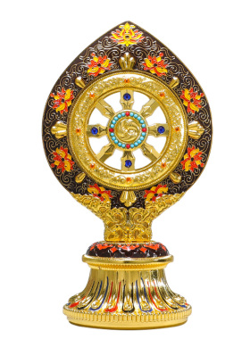 法轮藏传密宗用品珐琅彩绘转法金轮王七政宝家用佛前合金摆件供具