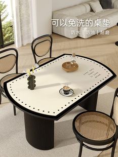 复古椭圆形餐桌垫子防水防油可折叠伸缩桌桌布圆桌桌垫桌面保护垫