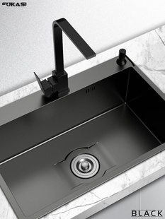 黑色纳米不锈钢手工水槽单槽洗菜盆加厚洗碗池大单槽手工盆