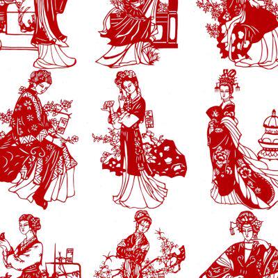 十二金钗红楼梦人物剪纸图案电子版金陵十二手工刻纸剪纸