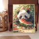可爱熊猫数字油画DIY手绘 治愈系油彩丙烯画手工涂色客厅装饰画画
