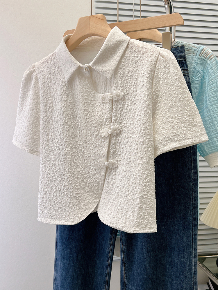 救命。这个件新中式盘扣衬衫也太显气质了吧