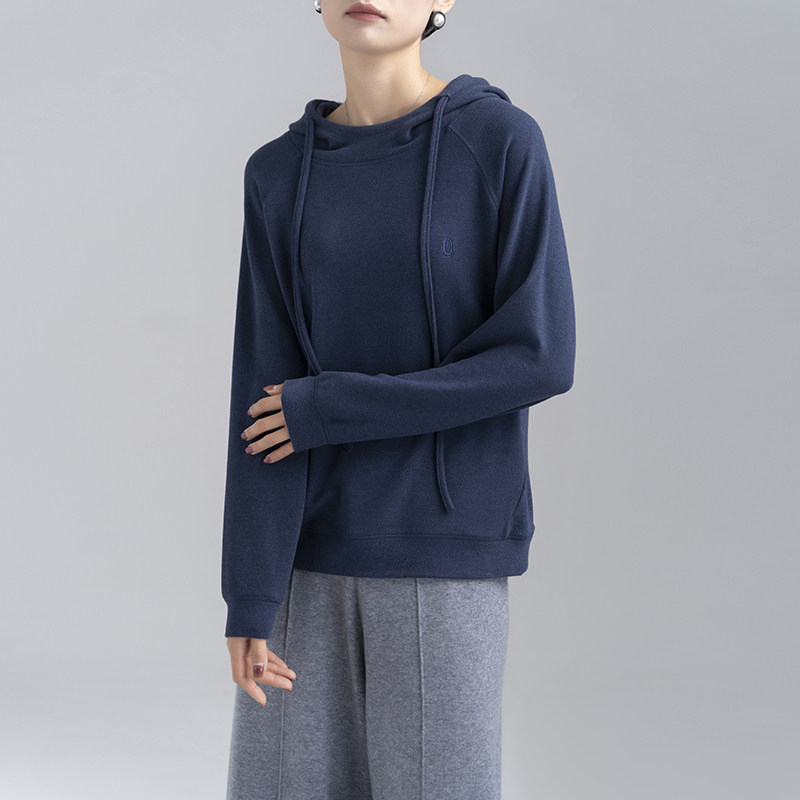 joyloop秋冬季白色宽松加绒上衣连帽卫衣女2022新款短款外套洋气