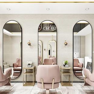 理发店镜子镜台发廊专用美容美发墙面装修用品网红简约靠墙免打孔