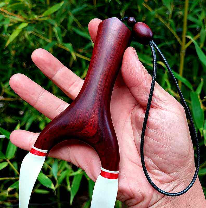 高档紫檀实木手工扁皮筋直板飞虎叉弹弓 户外精准竞技大威力工架